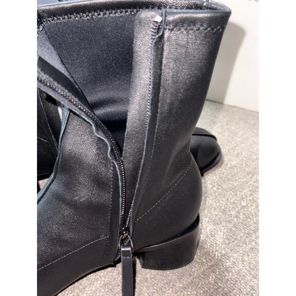 Quince Italian Leather Stretch Ankle Boots Black Square Toe Block Heel Womens 7 - Picture 7 of 10